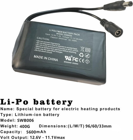 12 V Lithium Polymer Vest Liner Battery